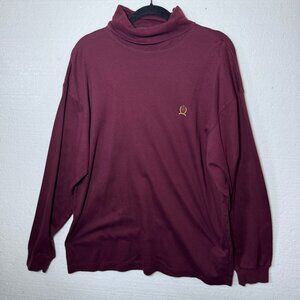 Vintage 90s Tommy Hilfiger Mens Size XL Red Crest Logo Turtleneck Sweater Preppy